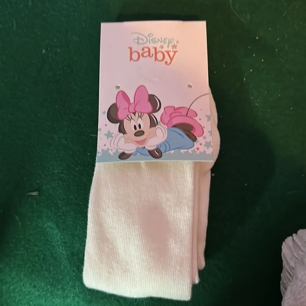 Disney Minnie Mouse Pink & Gray Pinafore Dress Set Baby Girls Size 12 Months